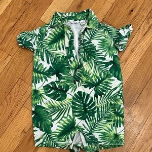 Janie and Jack Green Leaf Print Baby Romper